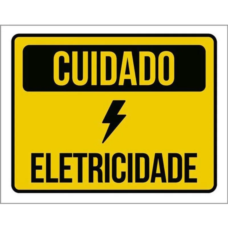Kit 10 Placas Cuidado Eletricidade Amarela Ícone 36X46