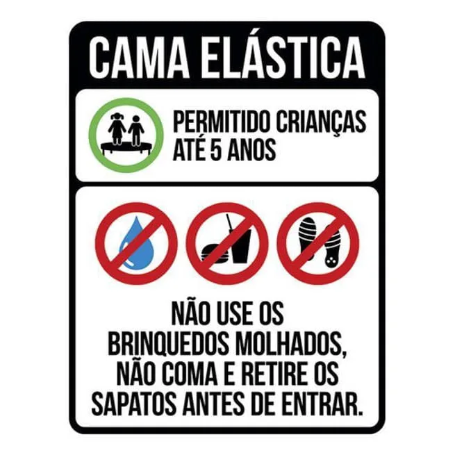 Kit 10 Placas Cama Elástica Regras De Uso 36X46 - Não Disponível - Decoração