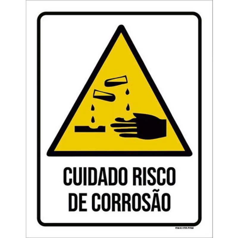 Kit 10 Placas Cuidado Risco Corrosão Ícone 36X46