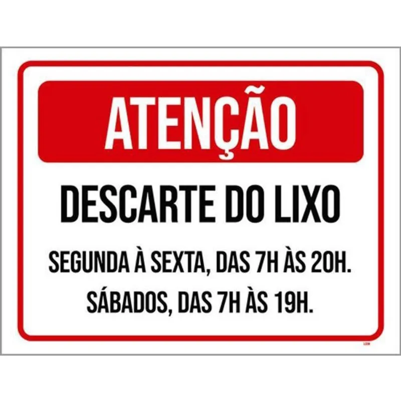 Kit 10 Placas Atenção Descarte Lixo Vermelha 36X46