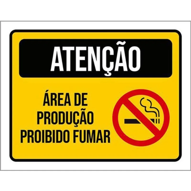 Kit 10 Placas De Atenção Área Produção Não Fume 36X46
