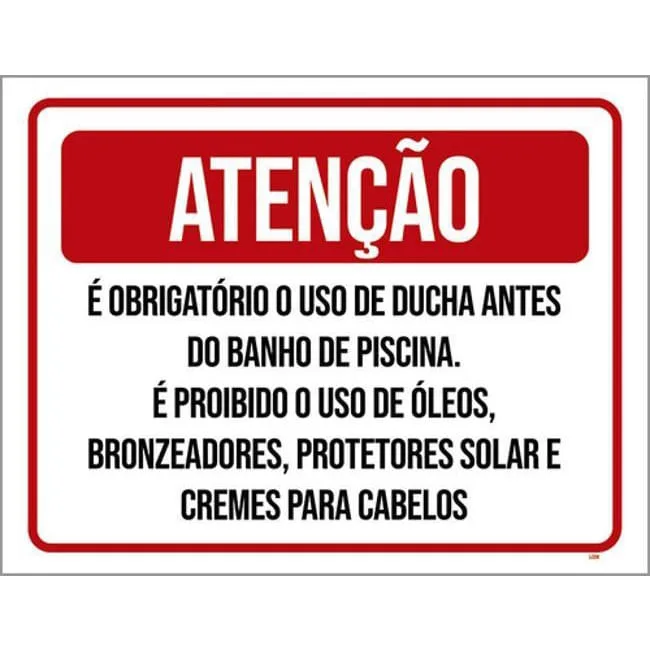 Kit 10 Placa Obrigatório Ducha Banho Piscibronzeadores36X46 - Não Disponível - Agro, Indústria E Comércio