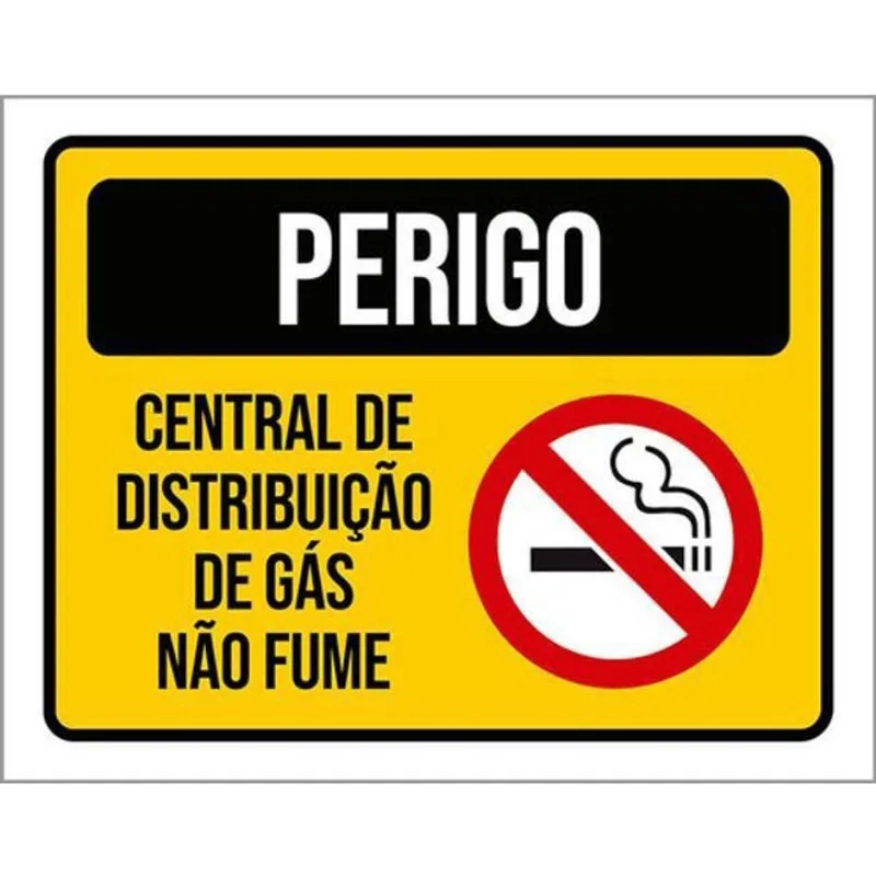Kit 10 Placa Perigo Fume Centra Distribuição Gás 36X46