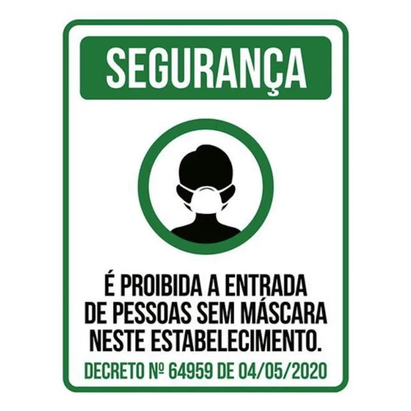 Kit 10 Placa Proibida Entrada S Máscara Estabelecimento36X46