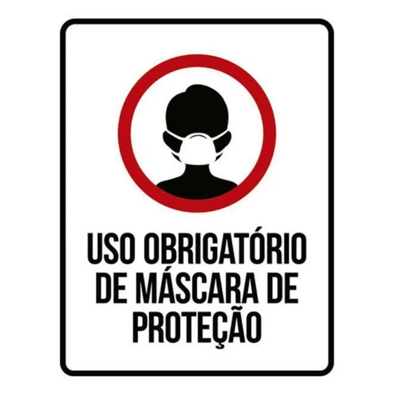 Kit 10 Placa Uso Obrigatório Máscara Proteção Ícone 36X46