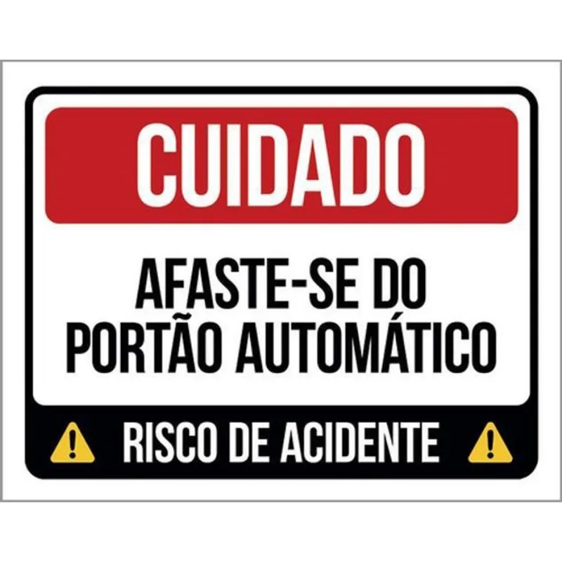 Kit 10 Placa Afaste-Se Portão Automático Risco 36X46