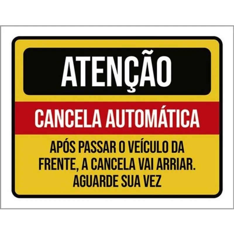 Kit 10 Placa Cancela Automática Passar Veículo 36X46