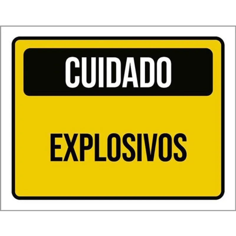 Kit 10 Placas Cuidado Explosivos Amarela 36X46