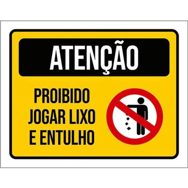 Kit 10 Placas De Atenção Proibido Jogar Lixo 36X46