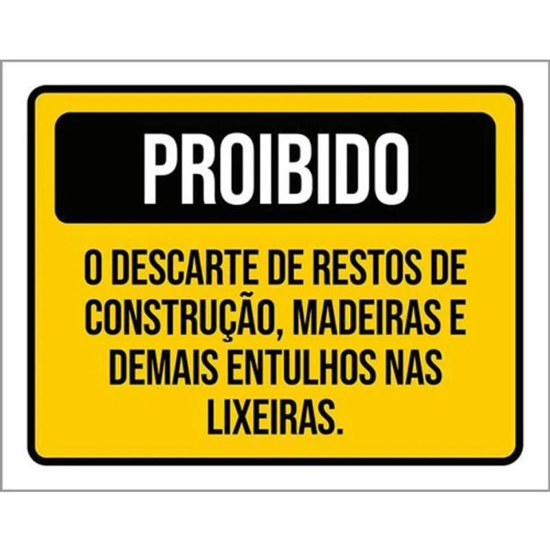 Kit 10 Placas De Proibido Descarte Construção 36X46