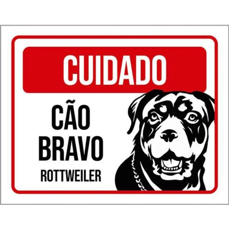 Kit 10 Placas Cuidado Cão Bravo Rottweiler Pb 36X46