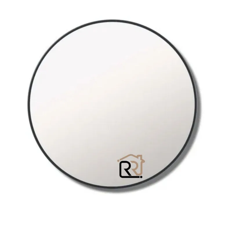 Espelho Redondo 80Cm Com Moldura Preta Fosco