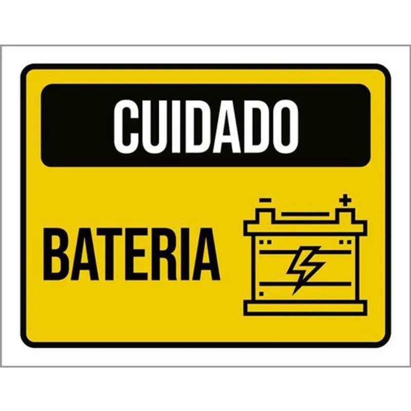 Kit 10 Placas Cuidado Bateria Amarela Ícone 36X46