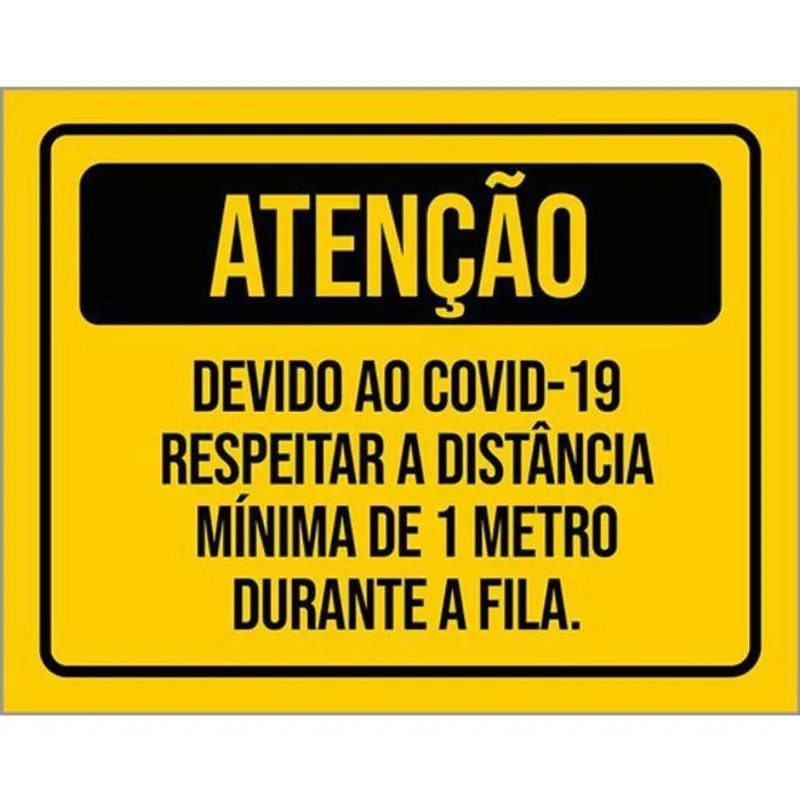Kit 10 Placa Respeitar A Distância Mínima 1 Metro 36X46