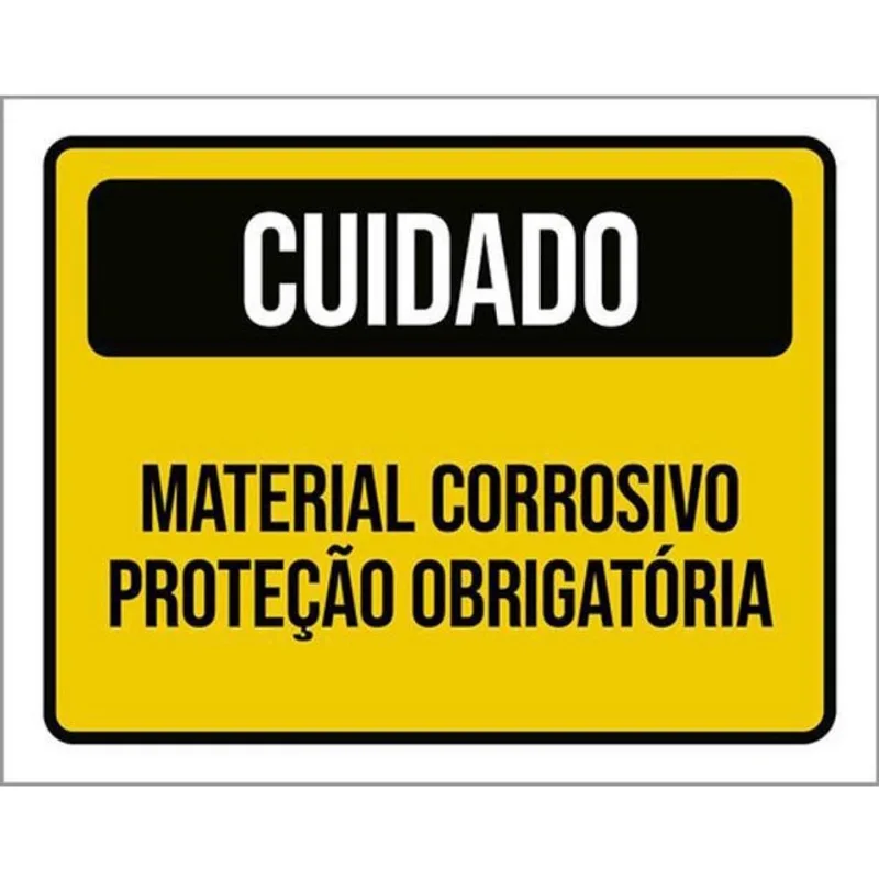 Kit 10 Placa Material Corrosivo Proteção Obrigatória 36X46