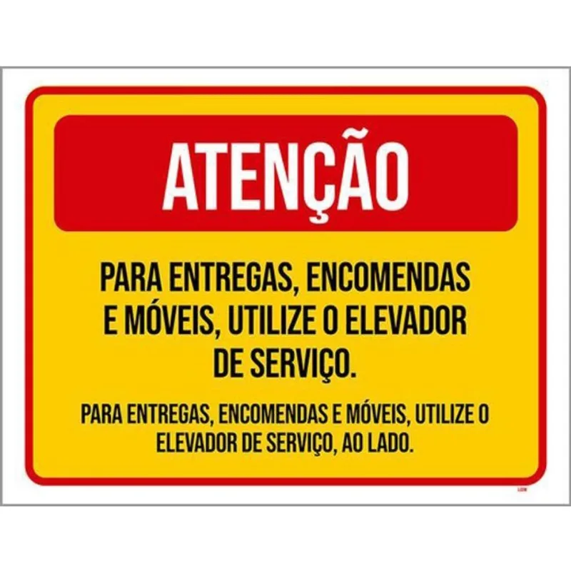 Kit 10 Placa Entregencomendmóveis Elevador Serviço36X46