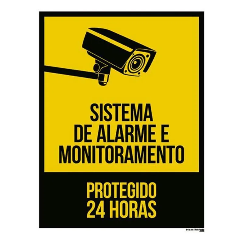 Placa Sistema Alarme Monitoramento Protegido 24 Horas 36x46
