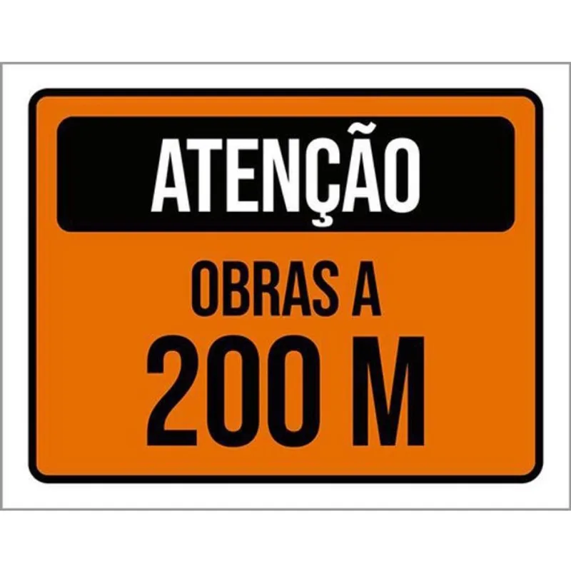 Kit 10 Placas De Atenção Obras A 200 Metros 36X46