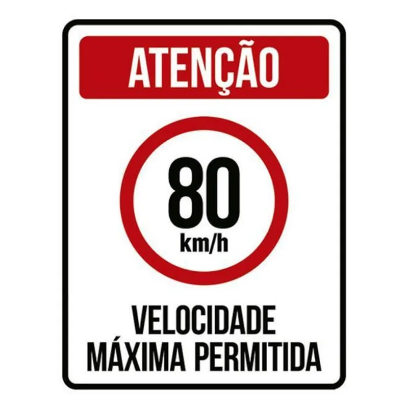 Kit 3 Placas Velocidade Máxima 80km Máximo 36x46