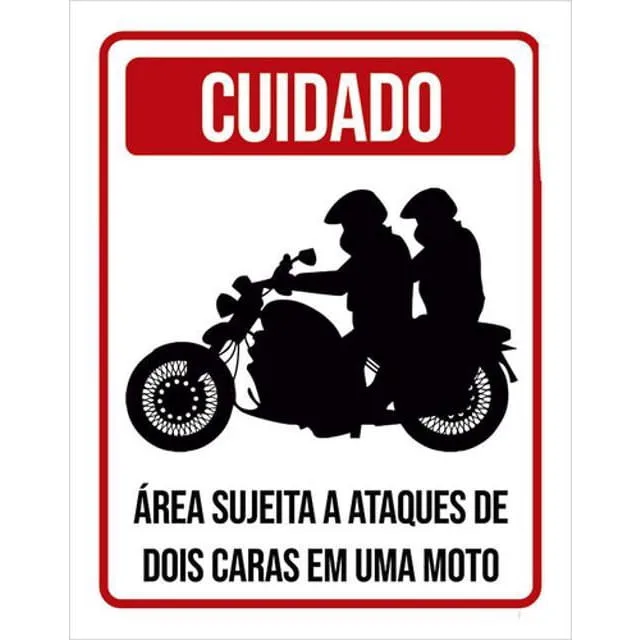 Kit 3 Placas Cuidado Ataques Dois Caras Uma Moto 36X46 - Não Disponível - Agro, Indústria E Comércio