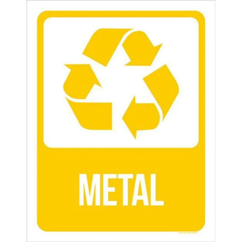 Kit 5 Placas Lixo Amarela Metal 36x46