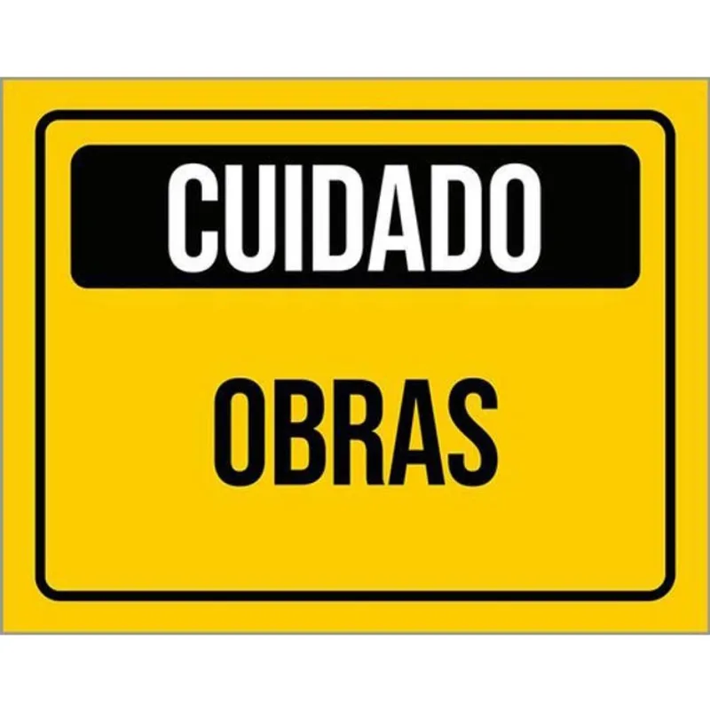 Kit 10 Placas Amarela - Cuidado Obras 36X46