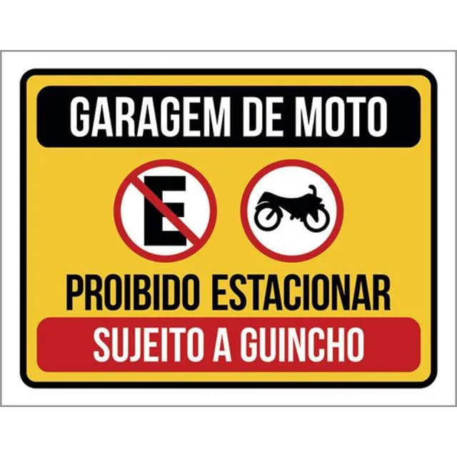 Kit 3 Placas De Sinalização Garagem Moto Proibido Estacionar - Não Disponível - Agro, Indústria E Comércio