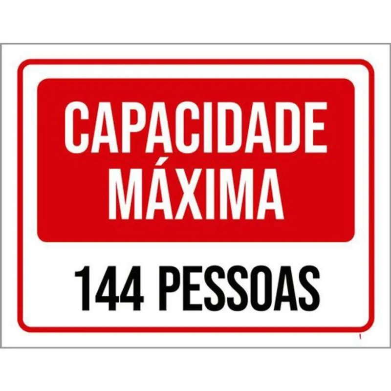 Kit 10 Placas Capacidade Máxima 144 Pessoas