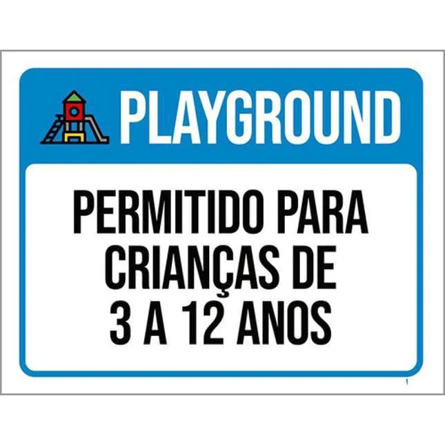 Kit 5 Placas Playground Permitido Crianças 3 A 12 Anos - Não Disponível - Brinquedos
