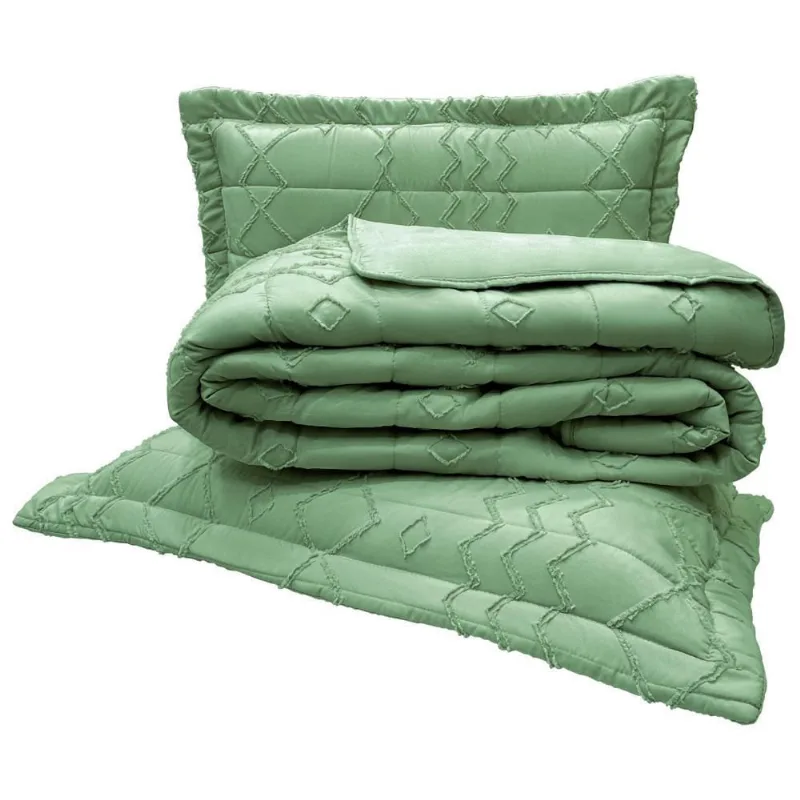 Kit Cobre Leito Colcha Prestige King Texturado Dupla Face