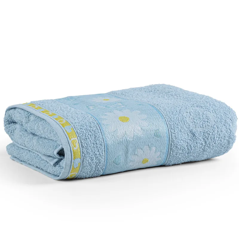 Toalha de Banho Avulsa Minimi Infantil 100% Algodão - 1,15m x 75cm - Margarida - Azul - Casa Scarpa - Cama, Mesa E Banho