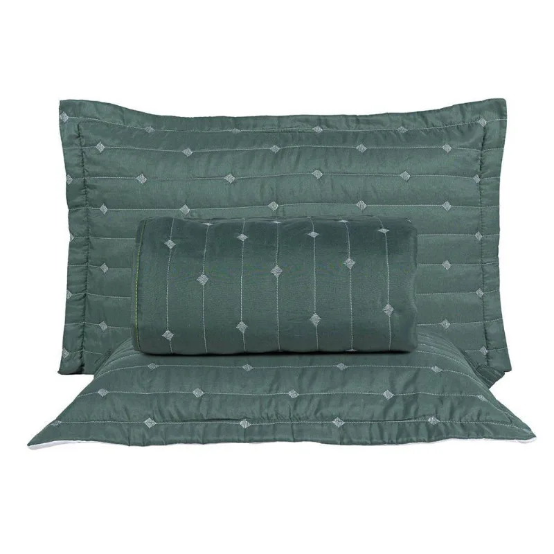 Kit Cobre Leito Rubine Casal Micropercal 400 Fios 3 Peças Verde Casa Scarpa