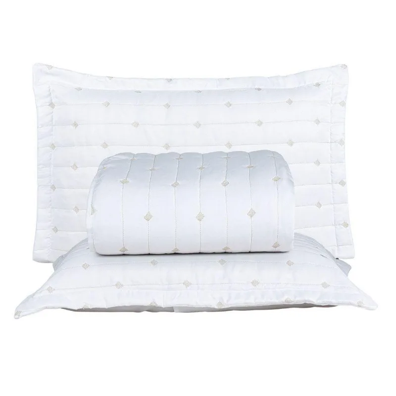 Kit Cobre Leito Rubine King 3 Peças Micropercal 400 Fios 100% Poliéster Branco Casa Scarpa