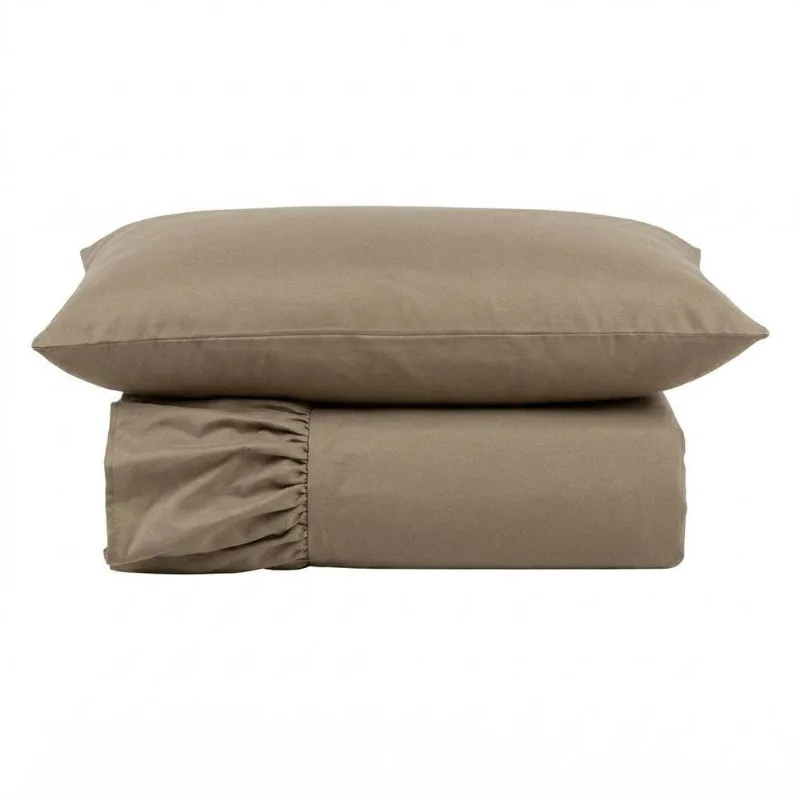Kit Cobre Leito Turin Solteiro Micropercal 400 Fios Liso Bege Casa Scarpa