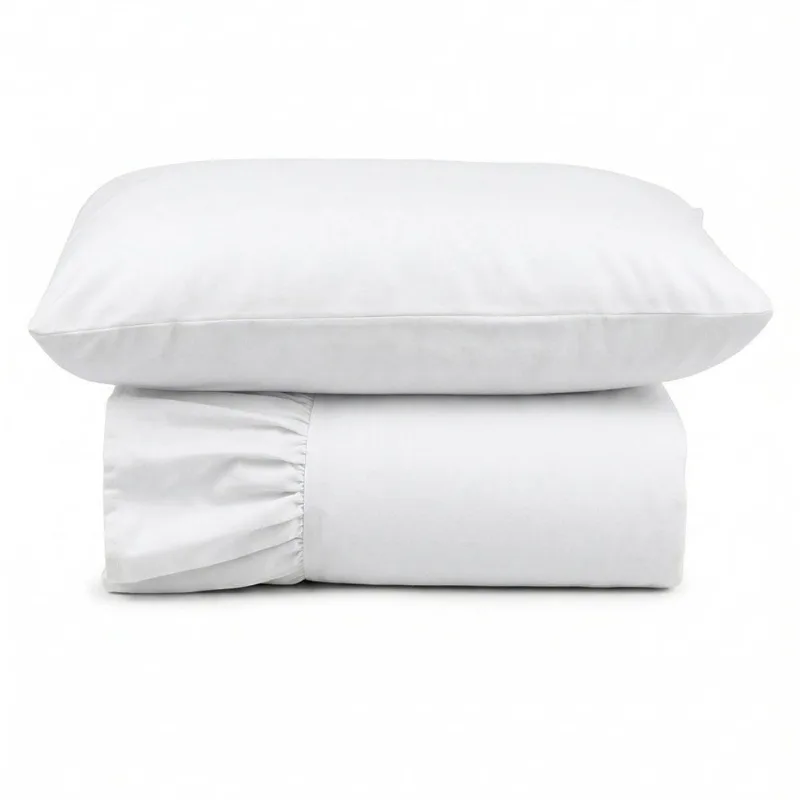 Kit Cobre Leito Turin Solteiro Micropercal 400 Fios Liso Branco Casa Scarpa