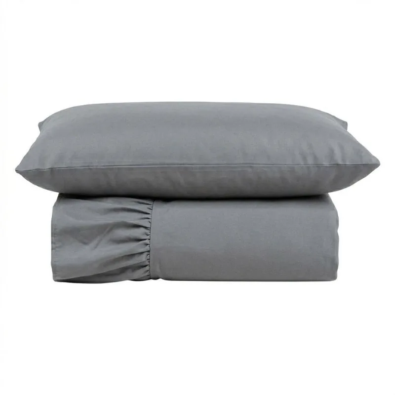Kit Cobre Leito Turin Solteiro Micropercal 400 Fios 2 Peças Cinza Casa Scarpa