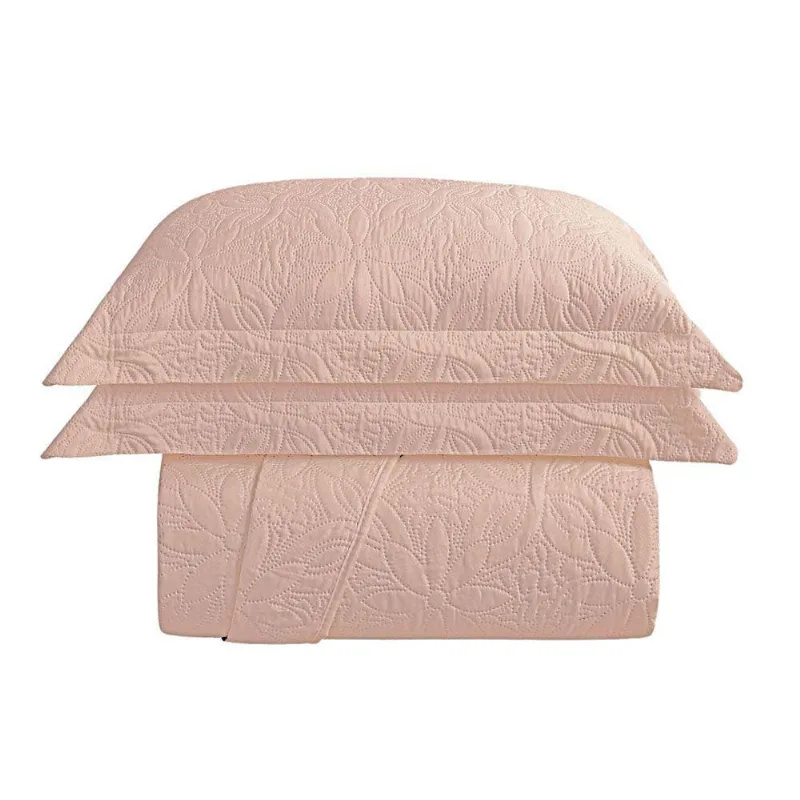 Kit Cobre Leito Realce King 100% Poliéster Macio Liso Rosê Casa Scarpa - Casa Scarpa