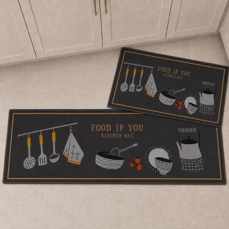 Kit Tapete para Cozinha 2 Peças Passadeira Antiderrapante Emborrachada Sabor Caseiro