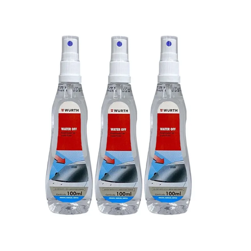 Water Off Cristalizador De Vidros Wurth 100ml - 3 Unidades