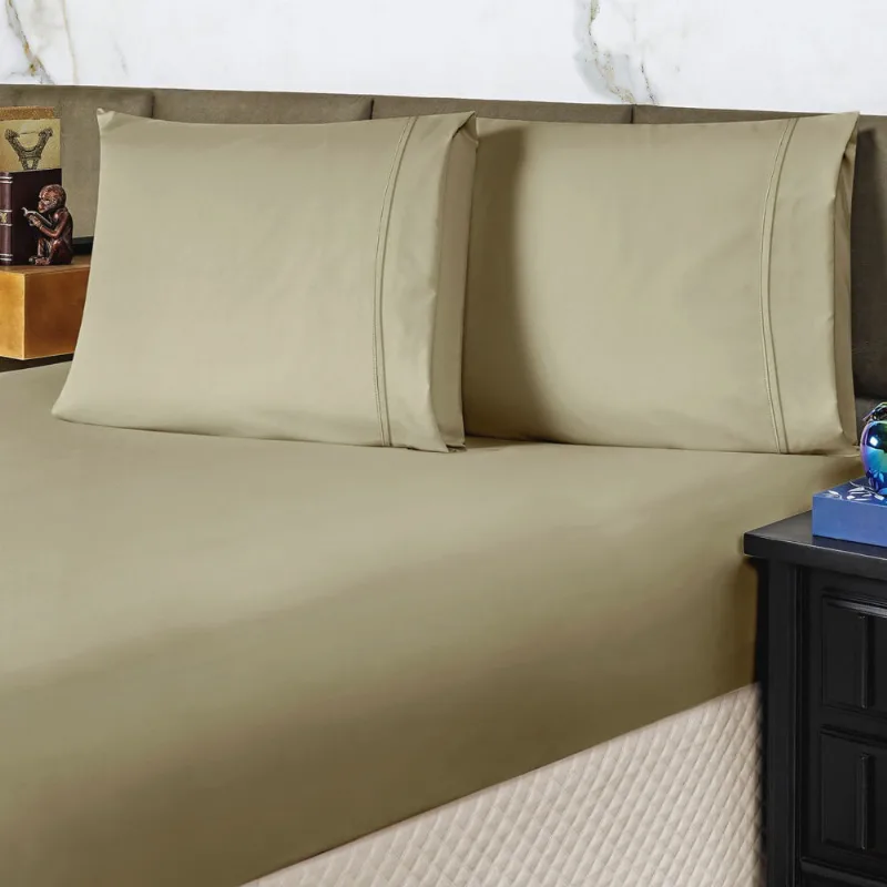 Jogo de Cama Lençol King Conforto Percal 300 Fios 3 Peças - Bege