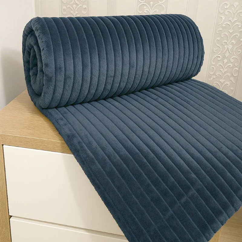 Cobertor Manta Relevância Queen Ultrasoft Dupla Face Marinho 100% Poliéster - Casa Show Enxovais - Cama, Mesa E Banho