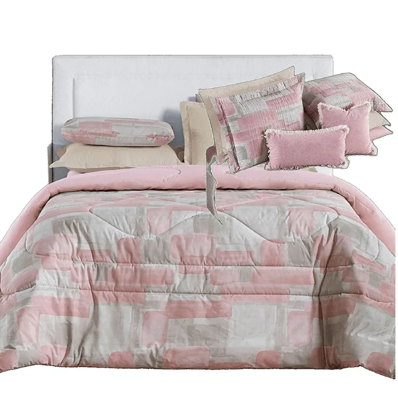 Kit Coordenado Edredom e Cobre Leito Sensuale King Quadri 4 Peças - 80% Algodão, 20% Poliéster