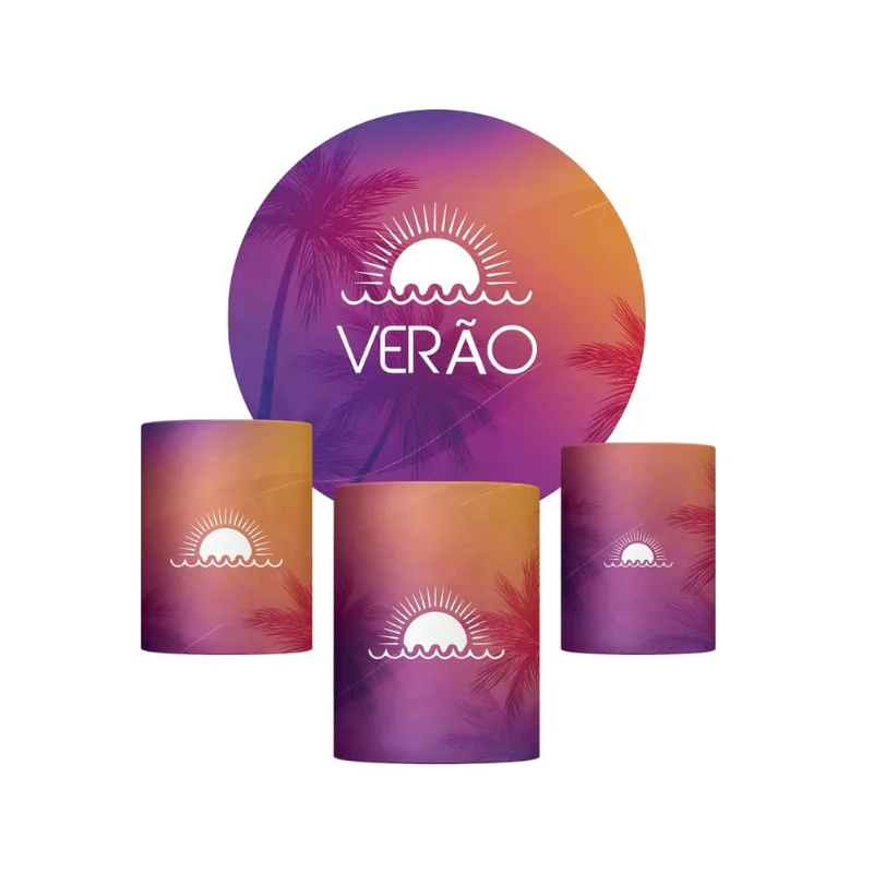 Trio Capa Cilindro + Painel Redondo Tardezinha Tecido 1,50M