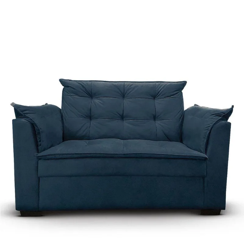 Sofá 2 Lugares Para Sala Moderno Confortável Elegance Suede azul Marinho