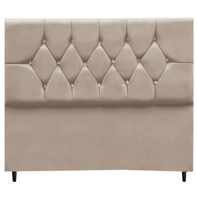 Cabeceira Cama Box Estofada Casal 140 Cm Geovana Suede bege