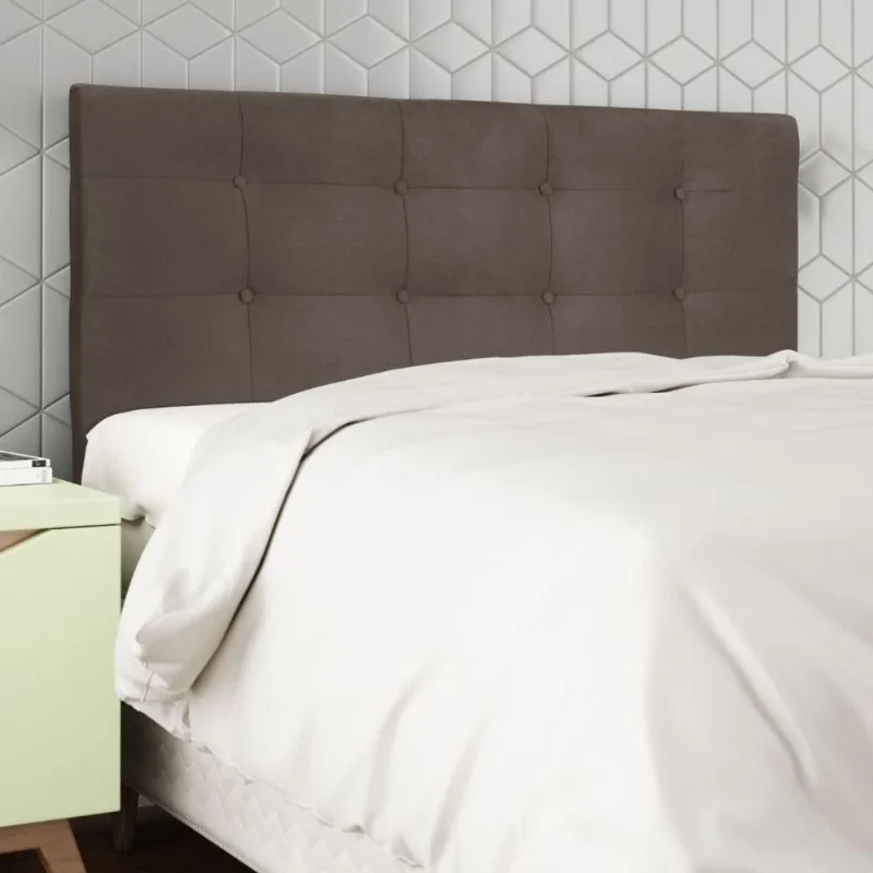 Cabeceira Estofada Cama Box Queen 160 Cm Cancún Suede Marrom