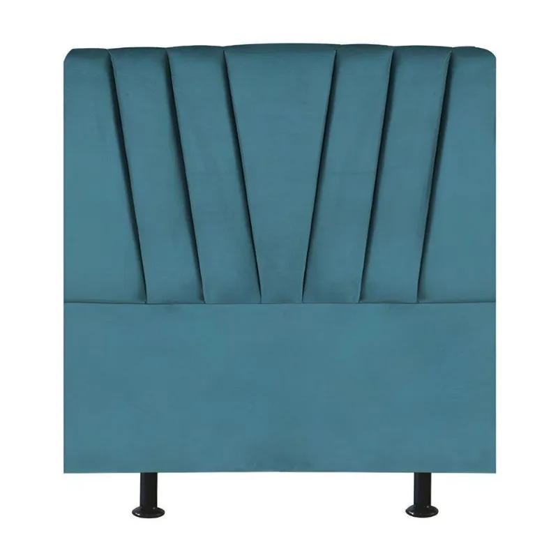 Cabeceira Casal Box De Cama Estofada 140 Cm Lile Suede azul Turquesa