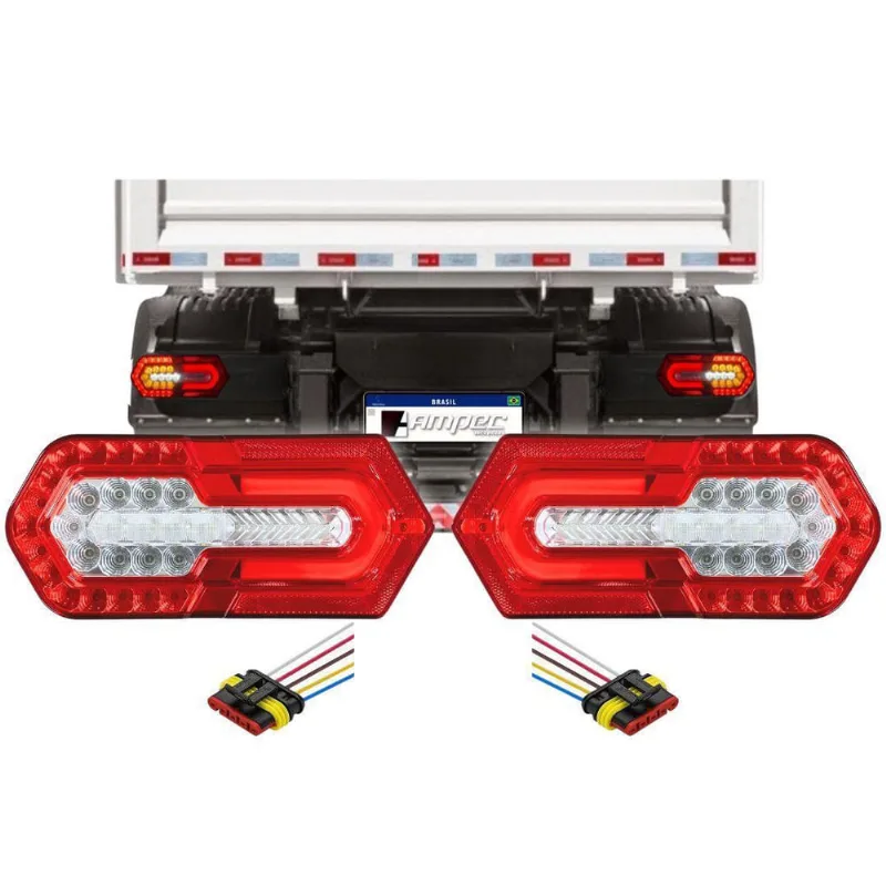 Kit Lanterna Traseira Turn Led 24V Sinalsul 2237 + Chicotes