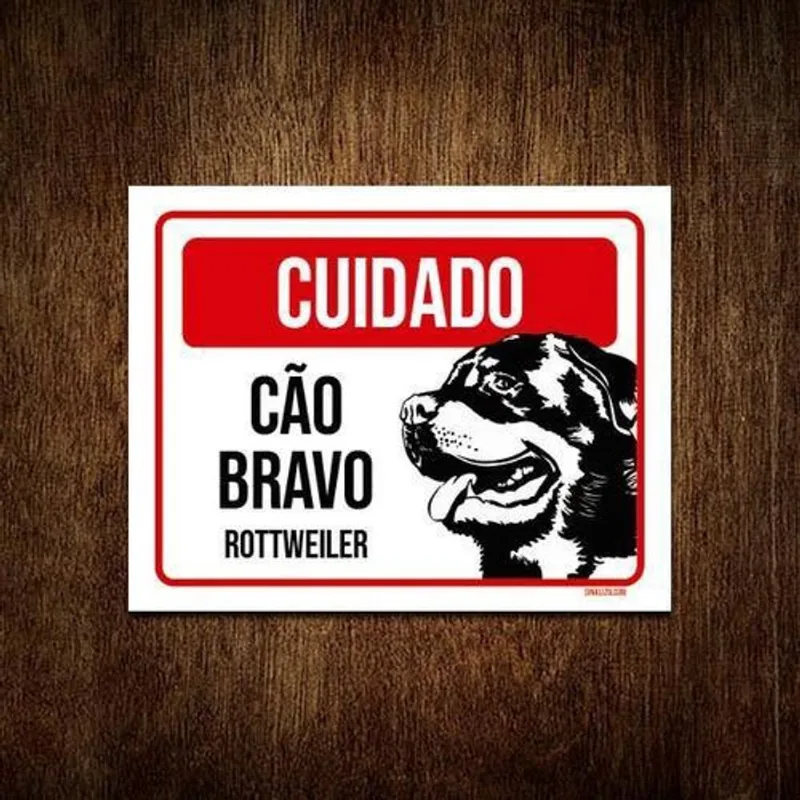 Kit 10 Placas Cuidado Cão Cachorro Bravo Rottweiler 27X35