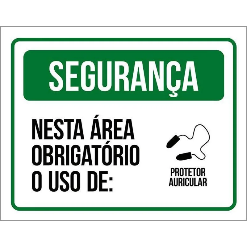 Placa De Segurança - Obrigatório Protetor Auricular 27X35